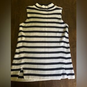 Loft Sleeveless Sweater Size Small‎ Nautical Coastal Preppy Gold Buttons Navy